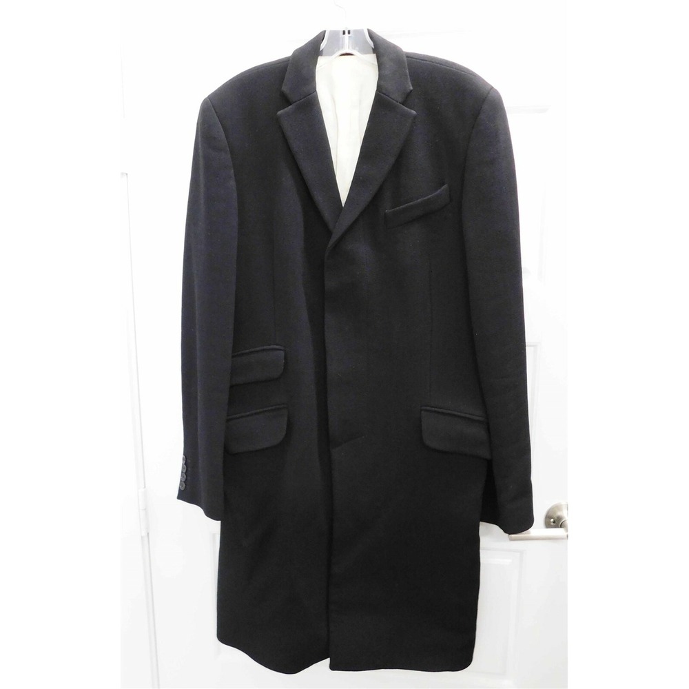 Men's‎ Dolce Gabbana Single Breasted Black Wool Trench Coat Italy 34/48 - Picture 2 of 9